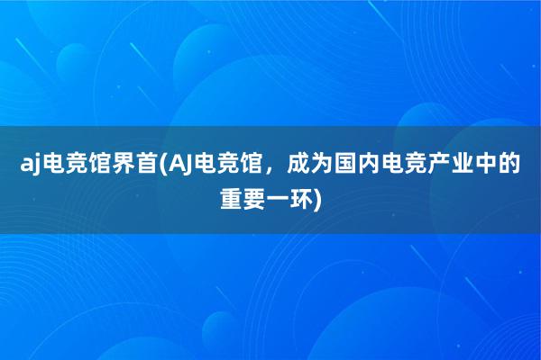 aj电竞馆界首(AJ电竞馆，成为国内电竞产业中的重要一环)