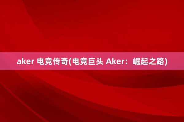 aker 电竞传奇(电竞巨头 Aker：崛起之路)