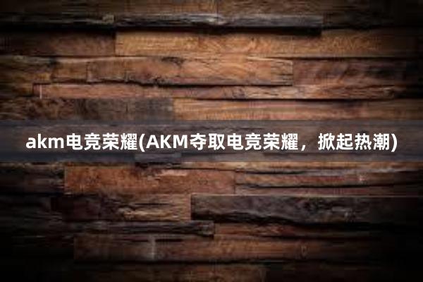 akm电竞荣耀(AKM夺取电竞荣耀，掀起热潮)