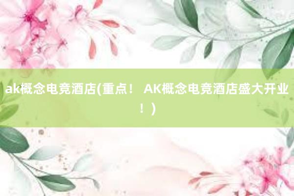 ak概念电竞酒店(重点！ AK概念电竞酒店盛大开业！)