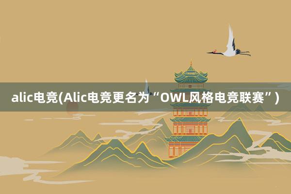 alic电竞(Alic电竞更名为“OWL风格电竞联赛”)