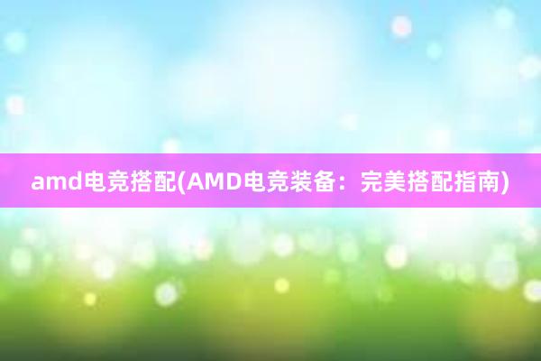 amd电竞搭配(AMD电竞装备：完美搭配指南)