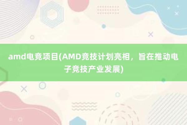 amd电竞项目(AMD竞技计划亮相，旨在推动电子竞技产业发展)