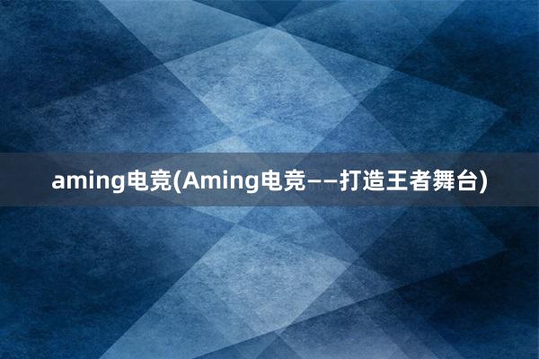 aming电竞(Aming电竞——打造王者舞台)