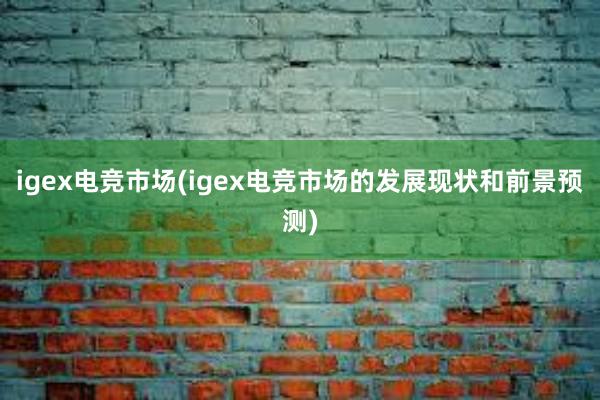 igex电竞市场(igex电竞市场的发展现状和前景预测)