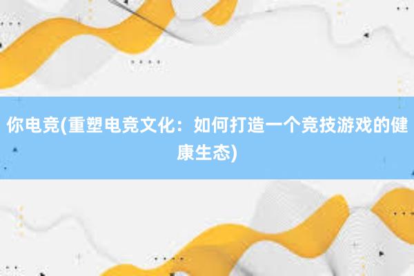 你电竞(重塑电竞文化：如何打造一个竞技游戏的健康生态)