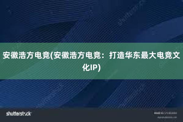 安徽浩方电竞(安徽浩方电竞：打造华东最大电竞文化IP)