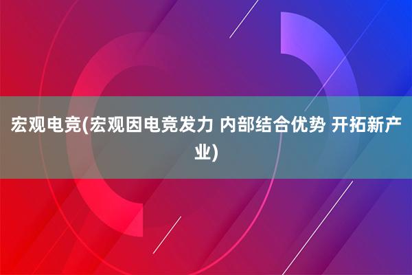 宏观电竞(宏观因电竞发力 内部结合优势 开拓新产业)