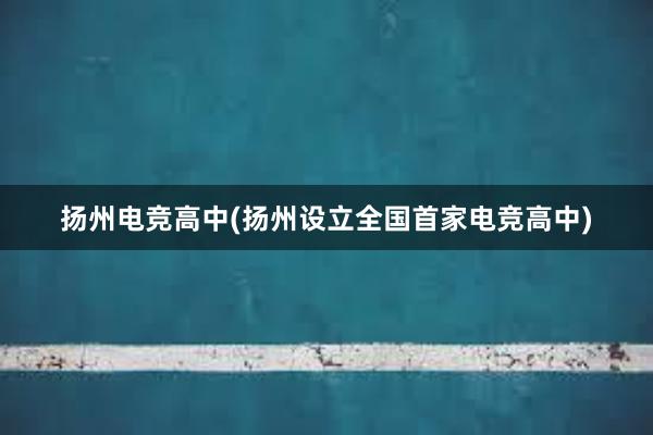 扬州电竞高中(扬州设立全国首家电竞高中)