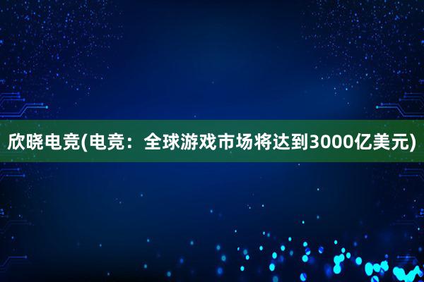 欣晓电竞(电竞：全球游戏市场将达到3000亿美元)