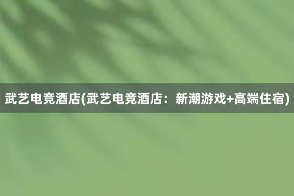 武艺电竞酒店(武艺电竞酒店：新潮游戏+高端住宿)