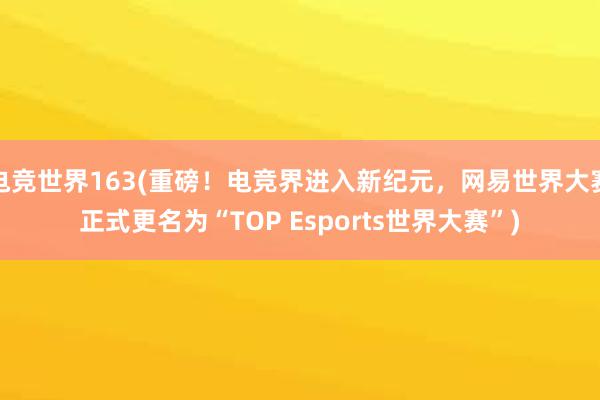 电竞世界163(重磅！电竞界进入新纪元，网易世界大赛正式更名为“TOP Esports世界大赛”)