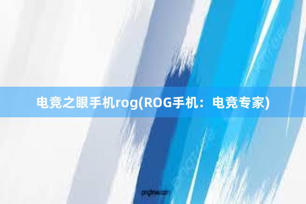 电竞之眼手机rog(ROG手机：电竞专家)