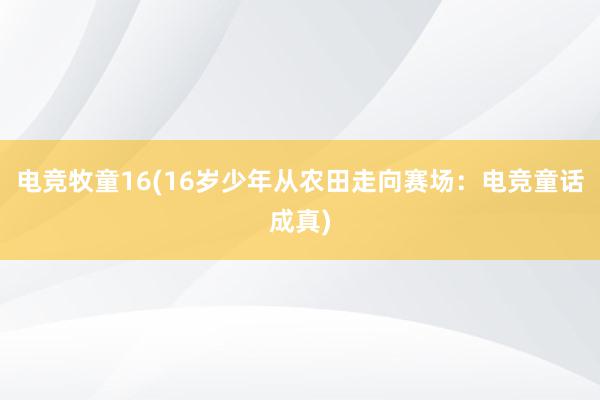 电竞牧童16(16岁少年从农田走向赛场：电竞童话成真)