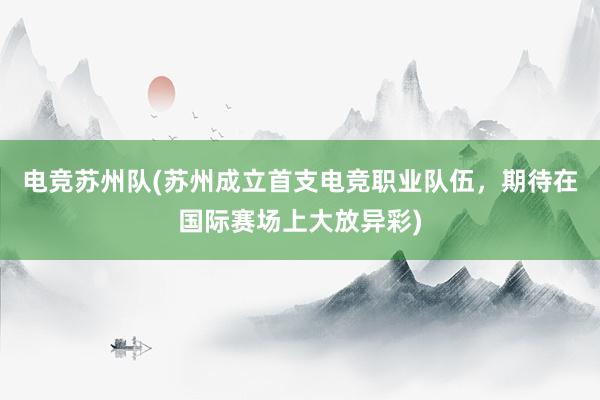 电竞苏州队(苏州成立首支电竞职业队伍，期待在国际赛场上大放异彩)