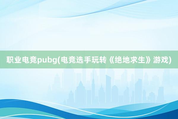 职业电竞pubg(电竞选手玩转《绝地求生》游戏)