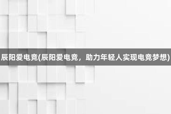 辰阳爱电竞(辰阳爱电竞，助力年轻人实现电竞梦想)