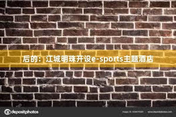 后的：江城明珠开设e-sports主题酒店