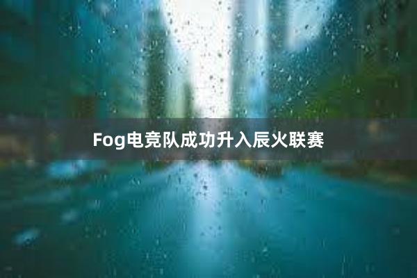 Fog电竞队成功升入辰火联赛