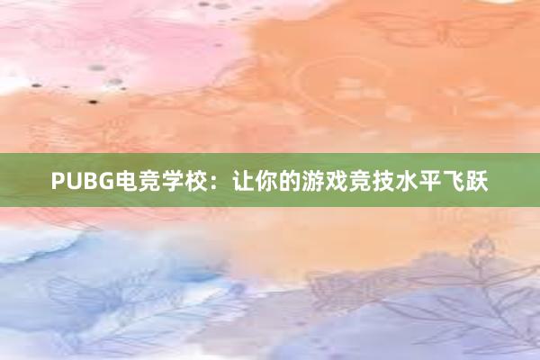 PUBG电竞学校：让你的游戏竞技水平飞跃