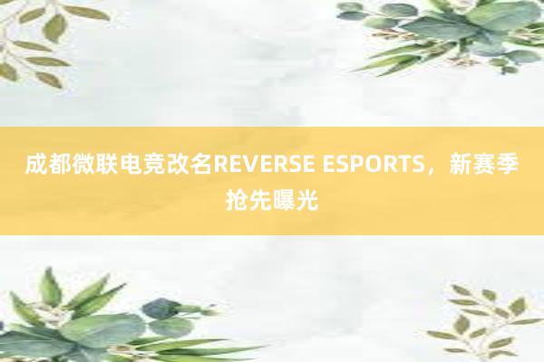 成都微联电竞改名REVERSE ESPORTS，新赛季抢先曝光