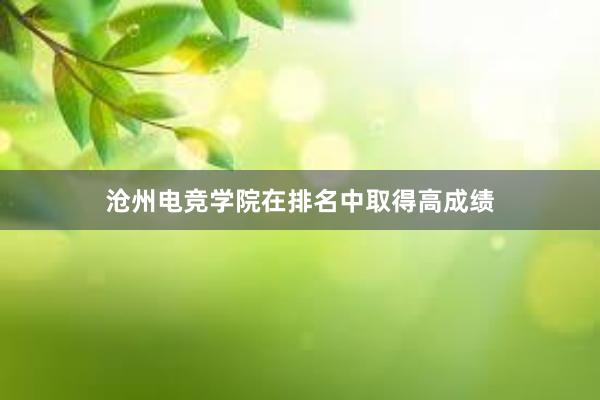 沧州电竞学院在排名中取得高成绩