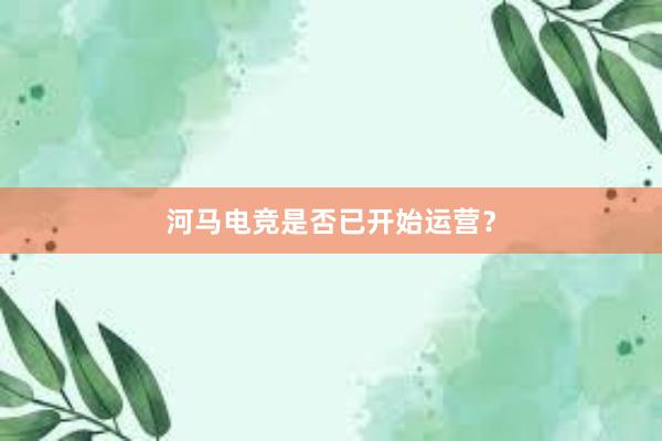 河马电竞是否已开始运营？