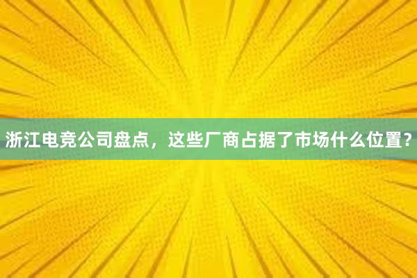 浙江电竞公司盘点，这些厂商占据了市场什么位置？