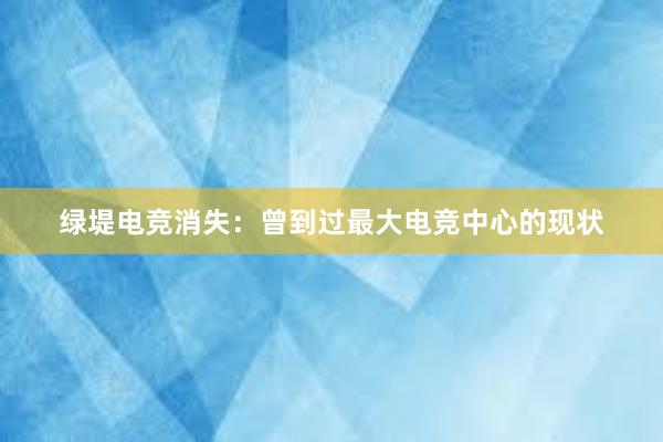 绿堤电竞消失：曾到过最大电竞中心的现状