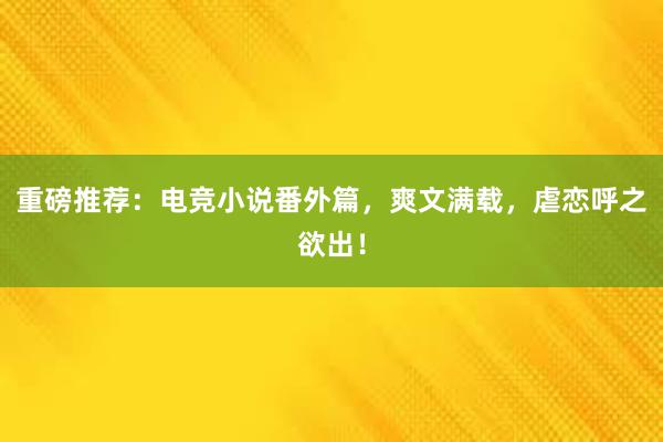 重磅推荐：电竞小说番外篇，爽文满载，虐恋呼之欲出！