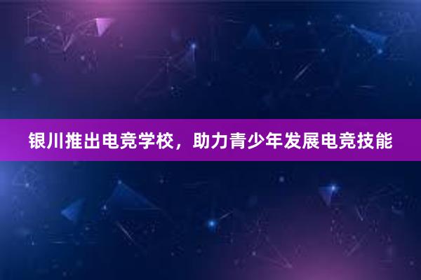 银川推出电竞学校，助力青少年发展电竞技能